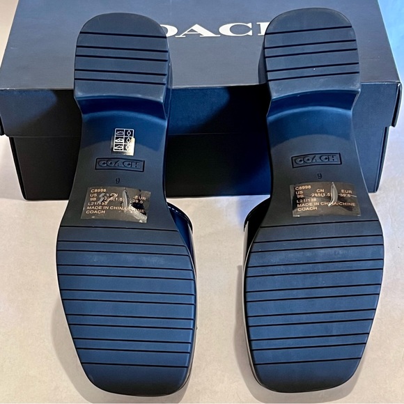 Coach Scarlett Rubber Block Heel Sandals Size 9 Black - Picture 9 of 13